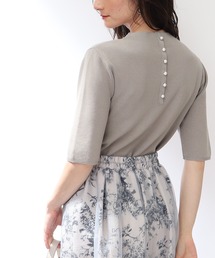 couture brooch | 【新色追加！ひとさじの甘さを足す】バックフェイクパール5分袖ニット(ニット/セーター)