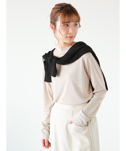 Samansa Mos2 blue（サマンサモスモスブルー）の「モックネックリブプルオーバー（Tシャツ/カットソー・レディース・オフホワイト/ブラック/ライトベージュ・MEDIUM/LARGE）」の3枚目の写真