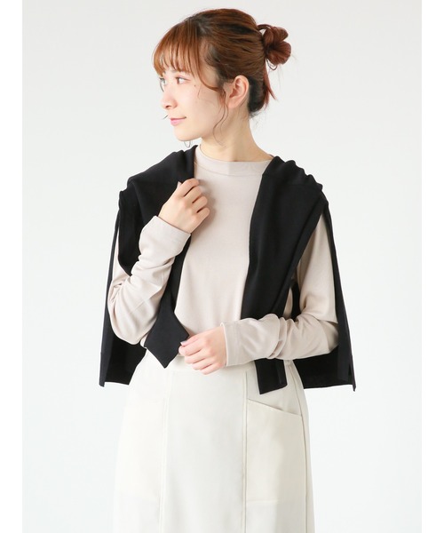 Samansa Mos2 blue（サマンサモスモスブルー）の「モックネックリブプルオーバー（Tシャツ/カットソー・レディース・オフホワイト/ブラック/ライトベージュ・MEDIUM/LARGE）」の21枚目の写真