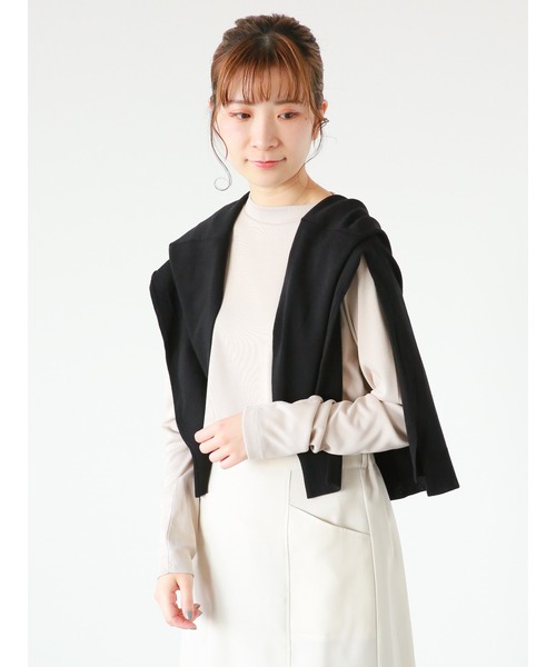 Samansa Mos2 blue（サマンサモスモスブルー）の「モックネックリブプルオーバー（Tシャツ/カットソー・レディース・オフホワイト/ブラック/ライトベージュ・MEDIUM/LARGE）」の4枚目の写真