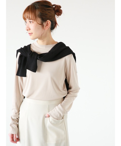 Samansa Mos2 blue（サマンサモスモスブルー）の「モックネックリブプルオーバー（Tシャツ/カットソー・レディース・オフホワイト/ブラック/ライトベージュ・MEDIUM/LARGE）」の13枚目の写真
