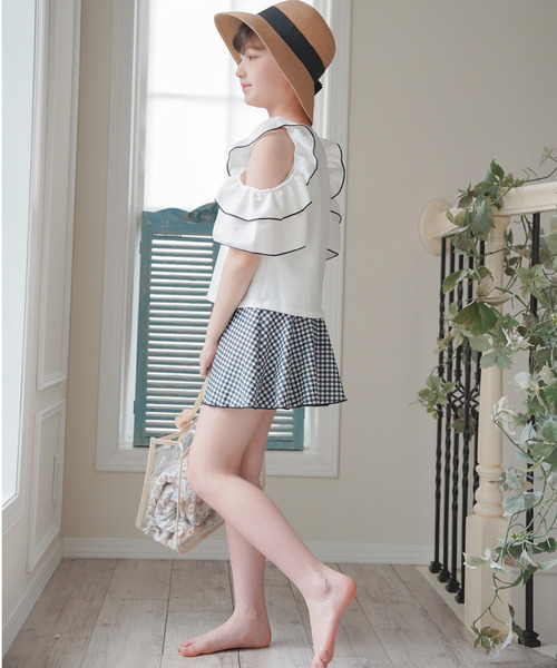 Catherine Cottage(キャサリンコテージ)の「肩あきフリル セパレートスイムウェア(水着・キッズ・ブラック/オフホワイト/サックスブルー/ライラック/ライラック系3/ライラック系2/ネイビー系2/ブラック系3・140/150/160)」の15枚目の写真