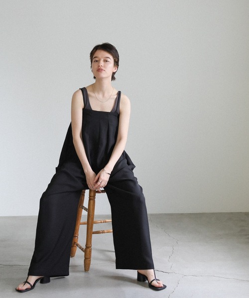 select MOCA（セレクトモカ）の「フロントタックルーズサロペット（サロペット/オーバーオール・レディース・スミクロ/グレイッシュベージュ/ブラック・FREE）」の19枚目の写真