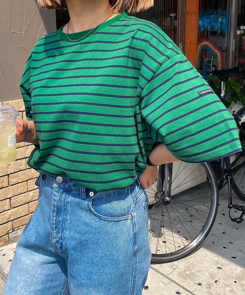 Chillfar（チルファー）の「ネームタグアソートパネルボーダーTシャツ（Tシャツ/カットソー・レディース・ホワイト×レッド/ホワイト系1/ピンク/ブラック系/ホワイト×ブラック/ホワイト系/ホワイト系4/ホワイト系5/ホワイト系2/ネイビー系1/ホワイト系3/ブラック×ホワイト/ホワイト×ブルー/ネイビー系/クリーム/グリーン系/ホワイト×ネイビー・FREE）」の14枚目の写真