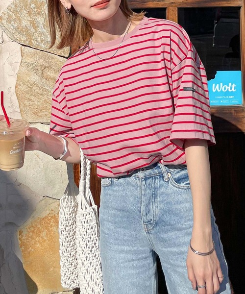 Chillfar（チルファー）の「ネームタグアソートパネルボーダーTシャツ（Tシャツ/カットソー・レディース・ホワイト×レッド/ホワイト系1/ピンク/ブラック系/ホワイト×ブラック/ホワイト系/ホワイト系4/ホワイト系5/ホワイト系2/ネイビー系1/ホワイト系3/ブラック×ホワイト/ホワイト×ブルー/ネイビー系/クリーム/グリーン系/ホワイト×ネイビー・FREE）」の17枚目の写真