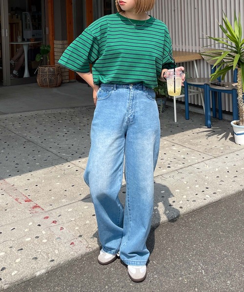 Chillfar（チルファー）の「ネームタグアソートパネルボーダーTシャツ（Tシャツ/カットソー・レディース・ホワイト×レッド/ホワイト系1/ピンク/ブラック系/ホワイト×ブラック/ホワイト系/ホワイト系4/ホワイト系5/ホワイト系2/ネイビー系1/ホワイト系3/ブラック×ホワイト/ホワイト×ブルー/ネイビー系/クリーム/グリーン系/ホワイト×ネイビー・FREE）」の22枚目の写真