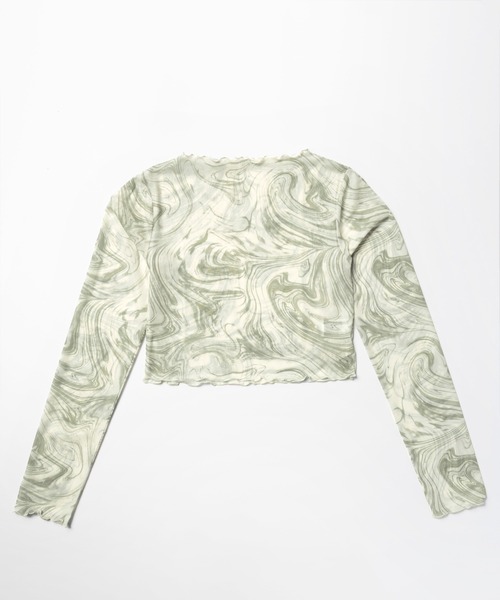 me+em select(ミームセレクト)の「※※【 5color 】総柄マーブルシアーメローショートトップス/ marble sheer mellow short tops(Tシャツ/カットソー・レディース・ミント/グレー/ピンク/ブラック/ブルー・MEDIUM)」の19枚目の写真