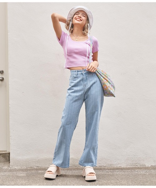 anap mimpi（アナップミンピ）の「ストライプデニムパンツ（デニムパンツ・レディース・ライトブルー・S/M）」の8枚目の写真