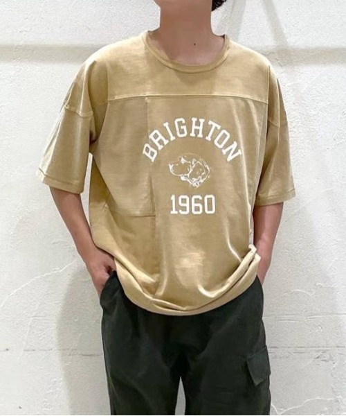 niko and...（ニコアンド）の「ピグメントフットボールTシャツ（Tシャツ/カットソー・メンズ・グリーン/イエロー/オフホワイト/ネイビー・MEDIUM/LARGE）」の4枚目の写真