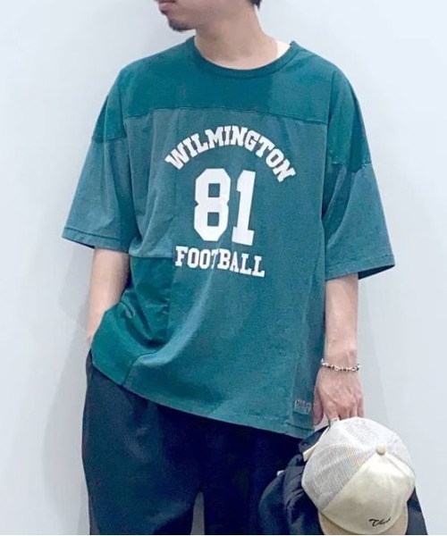 niko and...（ニコアンド）の「ピグメントフットボールTシャツ（Tシャツ/カットソー・メンズ・グリーン/イエロー/オフホワイト/ネイビー・MEDIUM/LARGE）」の3枚目の写真
