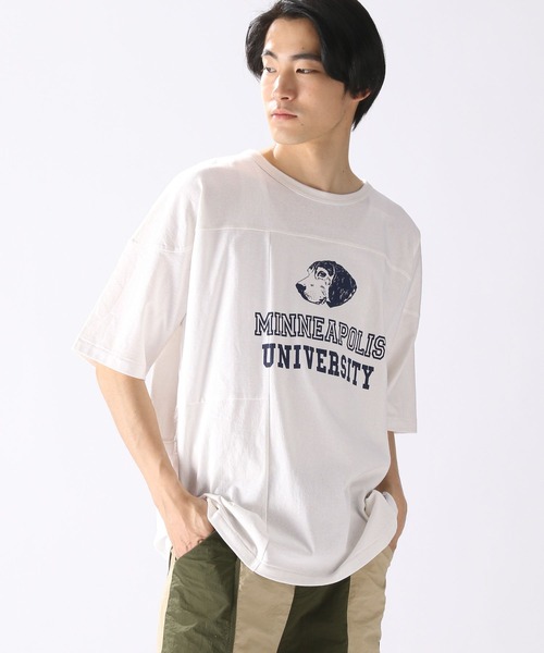 niko and...（ニコアンド）の「ピグメントフットボールTシャツ（Tシャツ/カットソー・メンズ・グリーン/イエロー/オフホワイト/ネイビー・MEDIUM/LARGE）」の6枚目の写真