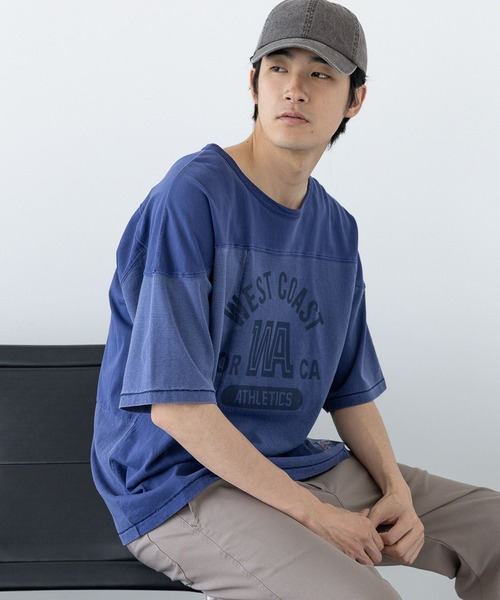 niko and...（ニコアンド）の「ピグメントフットボールTシャツ（Tシャツ/カットソー・メンズ・グリーン/イエロー/オフホワイト/ネイビー・MEDIUM/LARGE）」の21枚目の写真