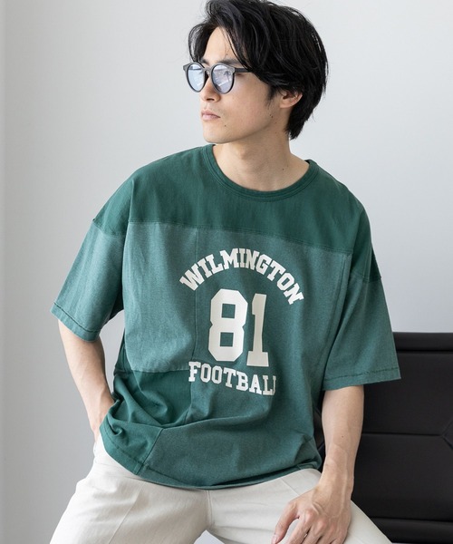 niko and...（ニコアンド）の「ピグメントフットボールTシャツ（Tシャツ/カットソー・メンズ・グリーン/イエロー/オフホワイト/ネイビー・MEDIUM/LARGE）」の10枚目の写真