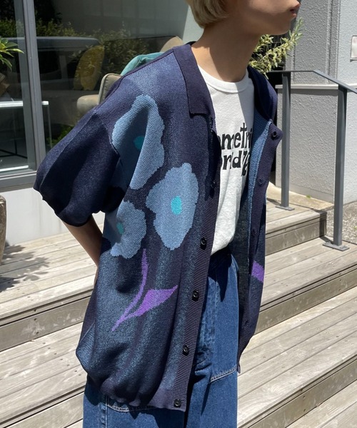 CIAOPANIC（チャオパニック）の「フラワージャガードサマーニットポロカーディガン（カーディガン/ボレロ・レディース・アイボリー/ネイビー/オレンジ/ミント/グレー・MEDIUM/LARGE）」の14枚目の写真