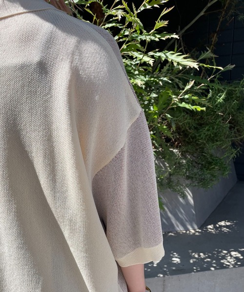 CIAOPANIC（チャオパニック）の「フラワージャガードサマーニットポロカーディガン（カーディガン/ボレロ・レディース・アイボリー/ネイビー/オレンジ/ミント/グレー・MEDIUM/LARGE）」の7枚目の写真