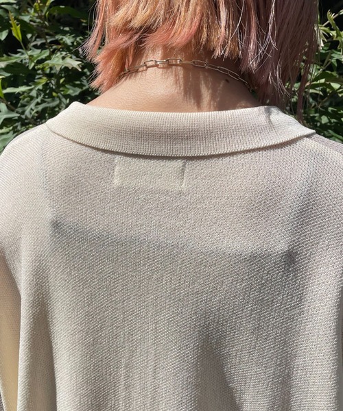 CIAOPANIC（チャオパニック）の「フラワージャガードサマーニットポロカーディガン（カーディガン/ボレロ・レディース・アイボリー/ネイビー/オレンジ/ミント/グレー・MEDIUM/LARGE）」の6枚目の写真