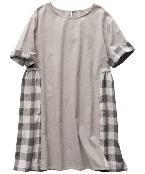 【セール】サイド切替チェック柄デザインチュニック（Tシャツ/カットソー）｜Viola e Viola（ヴィオラエヴィオラ） 4,750円