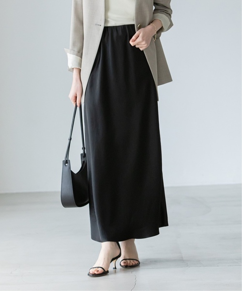 Noble ナローAラインサテンスカート 黒 Noble（ノーブル）の「《追加》ナローAラインサテンスカート（スカート