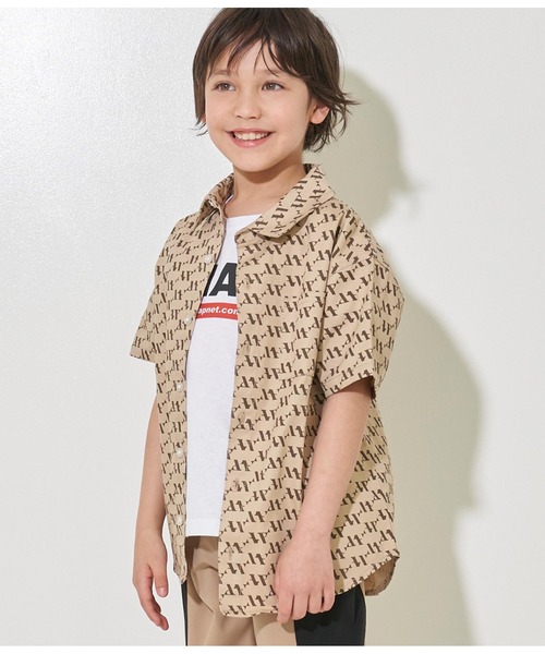 ANAP kids（アナップキッズ）の「モノグラムデニムシャツ【親子・ジュニアお揃い】（シャツ/ブラウス・キッズ・ブルー/ベージュ・130cm/110cm/120cm）」の4枚目の写真