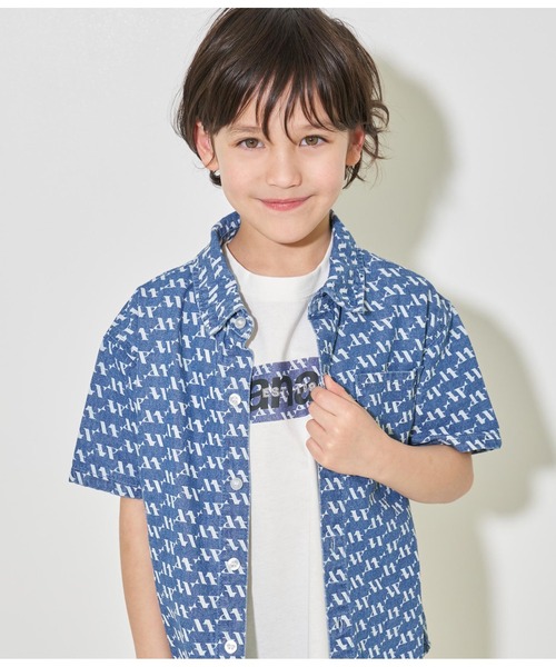 ANAP kids（アナップキッズ）の「モノグラムデニムシャツ【親子・ジュニアお揃い】（シャツ/ブラウス・キッズ・ブルー/ベージュ・130cm/110cm/120cm）」の8枚目の写真