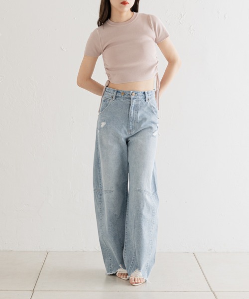 chico チコ　ワイドカーゴデニムパンツ　グレー　サイズ1 Chico（チコ）の「【3サイズ展開】ワイドカーゴデニムパンツ