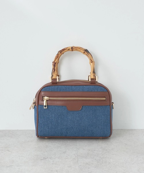 earth music&ecology（アースミュージックアンドエコロジー）の「バンブーテイストハンドルバッグ（ハンドバッグ・レディース・ライトブルー/ベージュ/ダークブルー・FREE）」の3枚目の写真