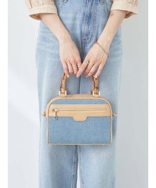 earth music&ecology（アースミュージックアンドエコロジー）の「バンブーテイストハンドルバッグ（ハンドバッグ・レディース・ライトブルー/ベージュ/ダークブルー・FREE）」の17枚目の写真