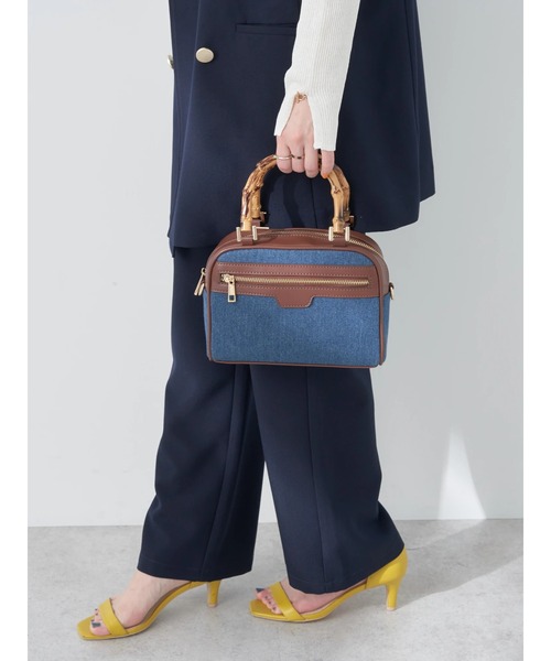 earth music&ecology（アースミュージックアンドエコロジー）の「バンブーテイストハンドルバッグ（ハンドバッグ・レディース・ライトブルー/ベージュ/ダークブルー・FREE）」の7枚目の写真