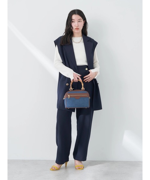 earth music&ecology（アースミュージックアンドエコロジー）の「バンブーテイストハンドルバッグ（ハンドバッグ・レディース・ライトブルー/ベージュ/ダークブルー・FREE）」の10枚目の写真