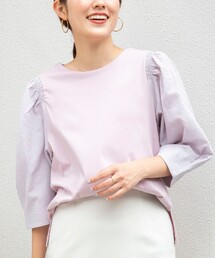 袖布帛プルオーバーカットソー