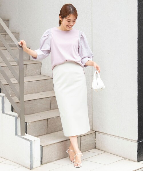 NOLLEY’S（ノーリーズ）の「袖布帛プルオーバーカットソー（Tシャツ/カットソー・レディース・ネイビー/ブラック系その他3/ホワイト/ホワイト系その他4/ラベンダー/チャコールグレー/インディゴブルー・38）」の8枚目の写真