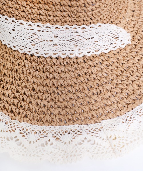 shopnikoniko（ショップニコニコ）の「紐付き 麦わら帽子 リボン つば広（ハット・レディース・ベージュ/アイボリー・フリー）」の14枚目の写真