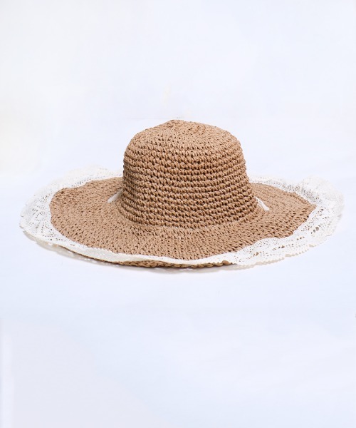 shopnikoniko（ショップニコニコ）の「紐付き 麦わら帽子 リボン つば広（ハット・レディース・ベージュ/アイボリー・フリー）」の12枚目の写真