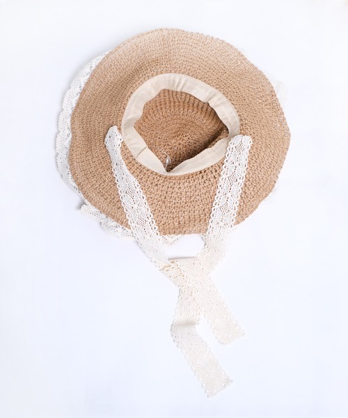 shopnikoniko（ショップニコニコ）の「紐付き 麦わら帽子 リボン つば広（ハット・レディース・ベージュ/アイボリー・フリー）」の13枚目の写真