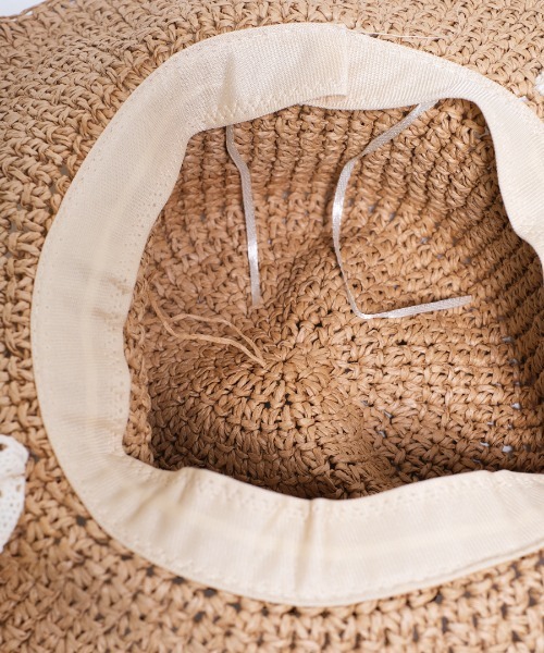 shopnikoniko（ショップニコニコ）の「紐付き 麦わら帽子 リボン つば広（ハット・レディース・ベージュ/アイボリー・フリー）」の16枚目の写真