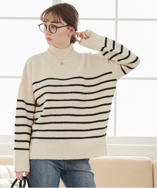 ANGIE（アンジー）の「オーバーサイズ ハイネックニット（ニット/セーター・レディース・ライトベージュ/ブラック/ブルー/ブラック系その他/杢グレー/ライム/ホワイト系その他/オレンジ/ライトグレー/サックスブルー/アイボリー・FREE）」の16枚目の写真