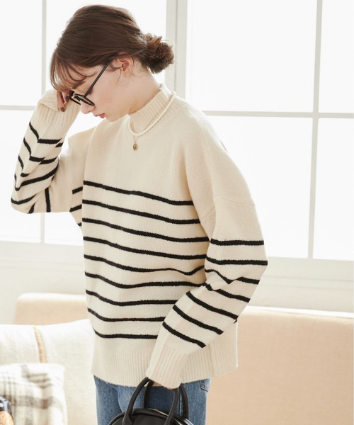 ANGIE（アンジー）の「オーバーサイズ ハイネックニット（ニット/セーター・レディース・ライトベージュ/ブラック/ブルー/ブラック系その他/杢グレー/ライム/ホワイト系その他/オレンジ/ライトグレー/サックスブルー/アイボリー・FREE）」の18枚目の写真