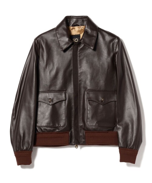 ビームスFエフ　beams F 定価2.2万　サマーニット　M〜L 50 CINQUANTA × BEAMS F / 別注 A-2 レザーブルゾン（ブルゾン