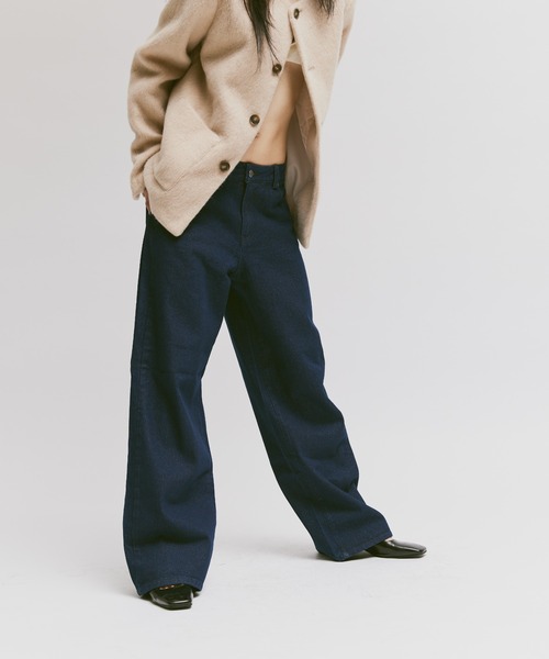 【美品】WINDANDSEA ブラックデニム バギーパンツ XL 先染め ワイド FEKETE（フェケテ）の「DENIM WIDE PANTS (SET-UP) &frasl; デニムバギー