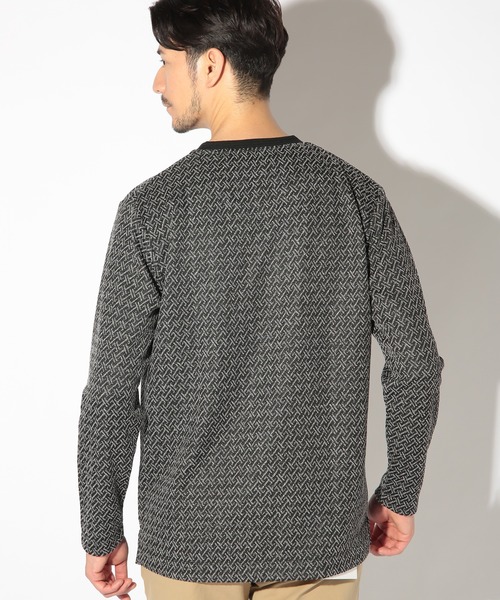 UNION STATION（ユニオンステーション）の「ジオメトリックジャガードクルーネックロンT（Tシャツ/カットソー・メンズ・ホワイト/ブラック/ブラウン・LL/M/L/S）」の10枚目の写真