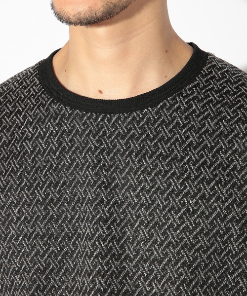 UNION STATION（ユニオンステーション）の「ジオメトリックジャガードクルーネックロンT（Tシャツ/カットソー・メンズ・ホワイト/ブラック/ブラウン・LL/M/L/S）」の17枚目の写真