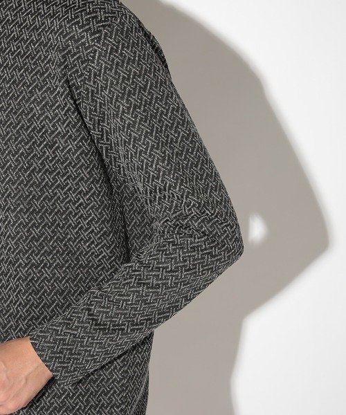 UNION STATION（ユニオンステーション）の「ジオメトリックジャガードクルーネックロンT（Tシャツ/カットソー・メンズ・ホワイト/ブラック/ブラウン・LL/M/L/S）」の8枚目の写真