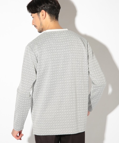 UNION STATION（ユニオンステーション）の「ジオメトリックジャガードクルーネックロンT（Tシャツ/カットソー・メンズ・ホワイト/ブラック/ブラウン・LL/M/L/S）」の13枚目の写真