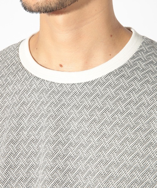 UNION STATION（ユニオンステーション）の「ジオメトリックジャガードクルーネックロンT（Tシャツ/カットソー・メンズ・ホワイト/ブラック/ブラウン・LL/M/L/S）」の5枚目の写真