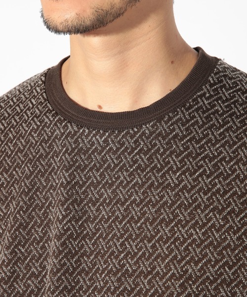 UNION STATION（ユニオンステーション）の「ジオメトリックジャガードクルーネックロンT（Tシャツ/カットソー・メンズ・ホワイト/ブラック/ブラウン・LL/M/L/S）」の16枚目の写真