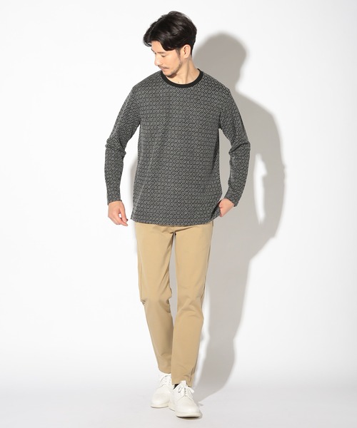 UNION STATION（ユニオンステーション）の「ジオメトリックジャガードクルーネックロンT（Tシャツ/カットソー・メンズ・ホワイト/ブラック/ブラウン・LL/M/L/S）」の7枚目の写真