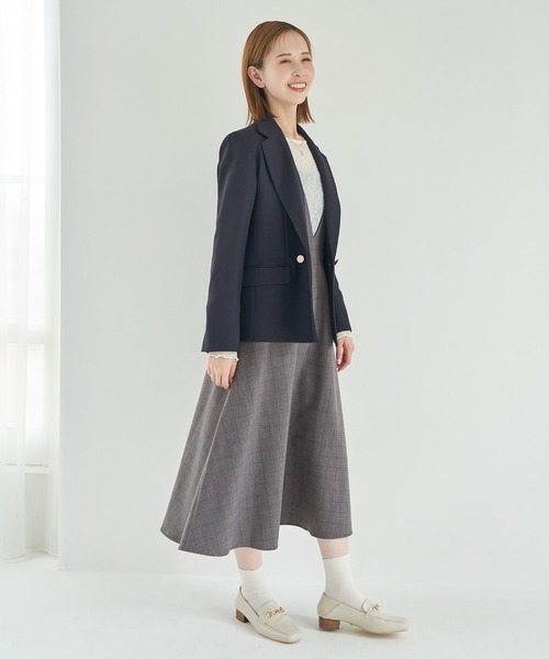 ROPE' PICNIC(ロペピクニック)の「チェックジャンパースカート(ジャンパースカート・レディース・チャコールグレー/ダークブラウン・36/38)」の7枚目の写真