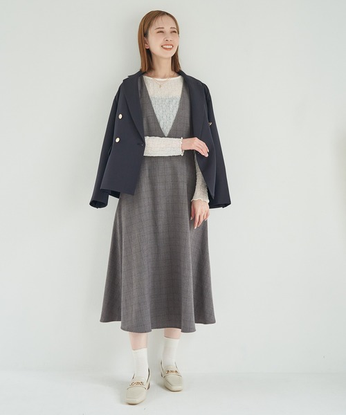 ROPE' PICNIC(ロペピクニック)の「チェックジャンパースカート(ジャンパースカート・レディース・チャコールグレー/ダークブラウン・36/38)」の17枚目の写真