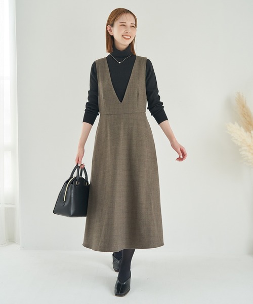 ROPE' PICNIC(ロペピクニック)の「チェックジャンパースカート(ジャンパースカート・レディース・チャコールグレー/ダークブラウン・36/38)」の15枚目の写真