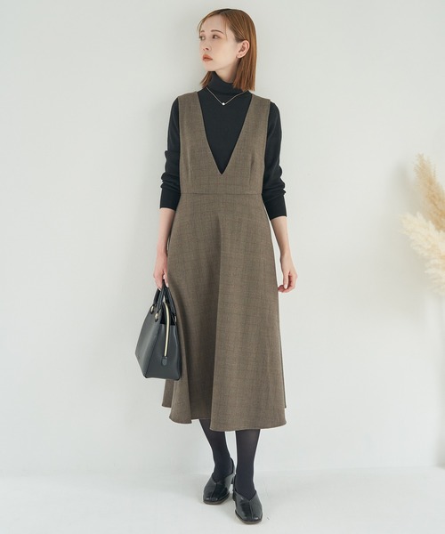 ROPE' PICNIC(ロペピクニック)の「チェックジャンパースカート(ジャンパースカート・レディース・チャコールグレー/ダークブラウン・36/38)」の19枚目の写真